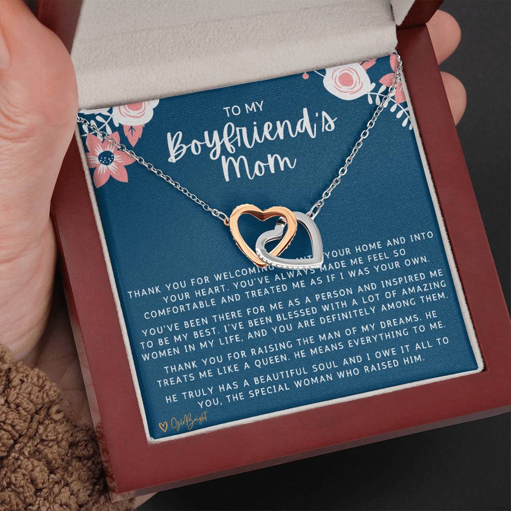 Boyfriend's Mom Gift, To My Boyfriend's Mom Christmas Gift, Boyfriend's Mom Necklace, Gift for Boyfriend's mom, 14k White Gold Necklace, 5001d