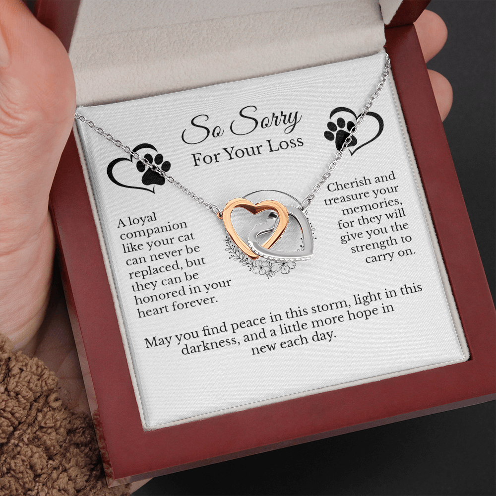 Loss of Cat Message Card Necklace Jewelry, Pet Death Bereavement Sympathy Gifts Present Idea, Meaningful Remembrance Funeral Pendant 244c