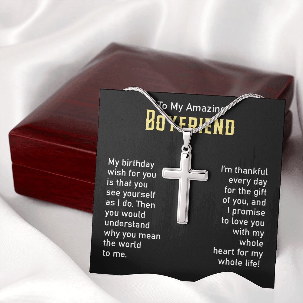 Boyfriend's Birthday Message Card Necklace Jewelry from Girlfriend, To My Special Someone Appreciation Pendant Present Ideas for Men 231b