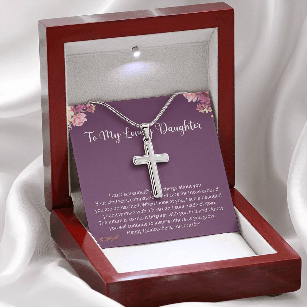 Quinceañera Gift for Her, Quinceanera Cross Necklace Jewelry, Regalos Para Quinceañera, Sweet Fifteen Gifts, Quince Años Gift 1035q